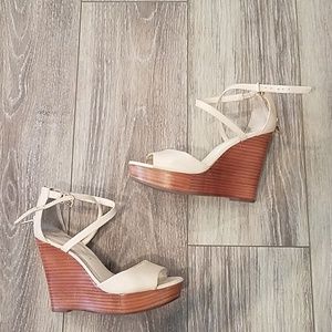 Banana Republic Cream Peep-Toe Wedges